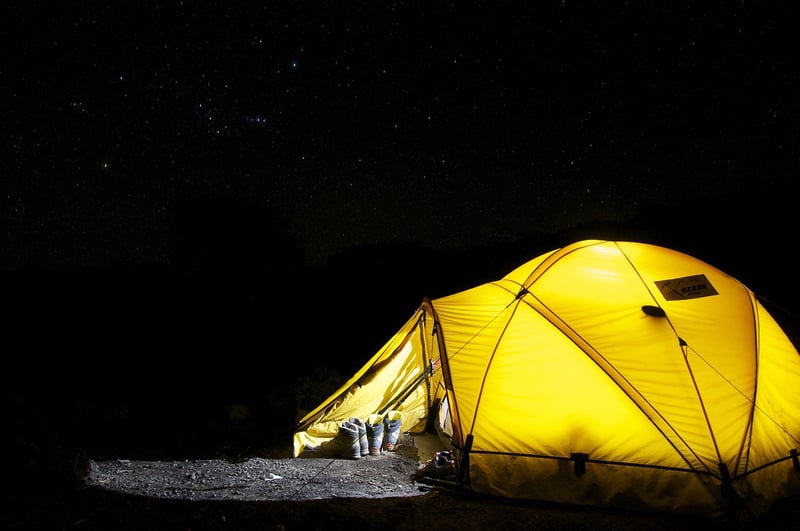 Camping adventure in the woods